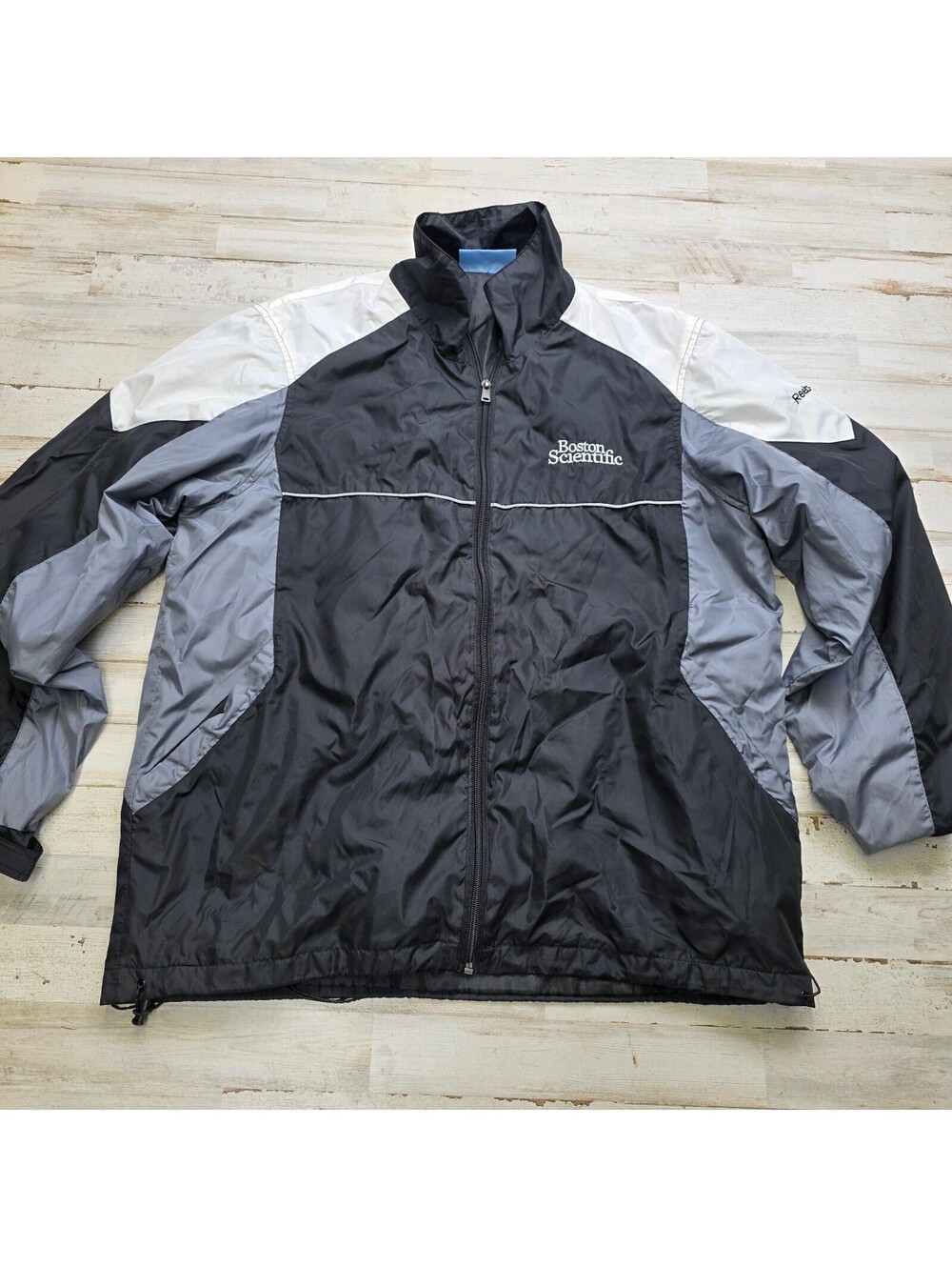 Reebok Boston Scientific Windbreaker Jacket M Black Gray White Embroidered